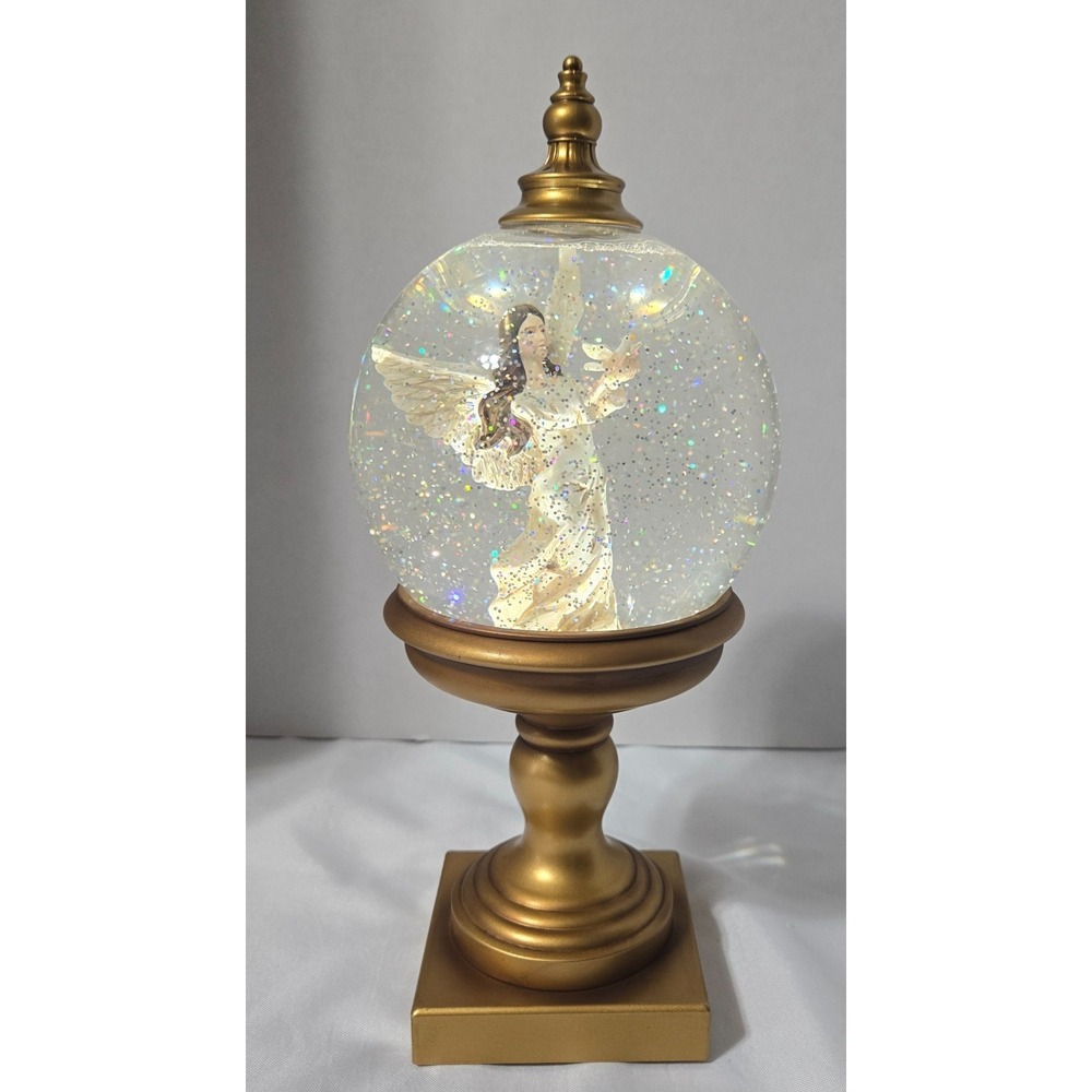 Cracker Barrel Angel Glitter Globe Illuminated Continual Glitter Motion video - Picture 1 of 14